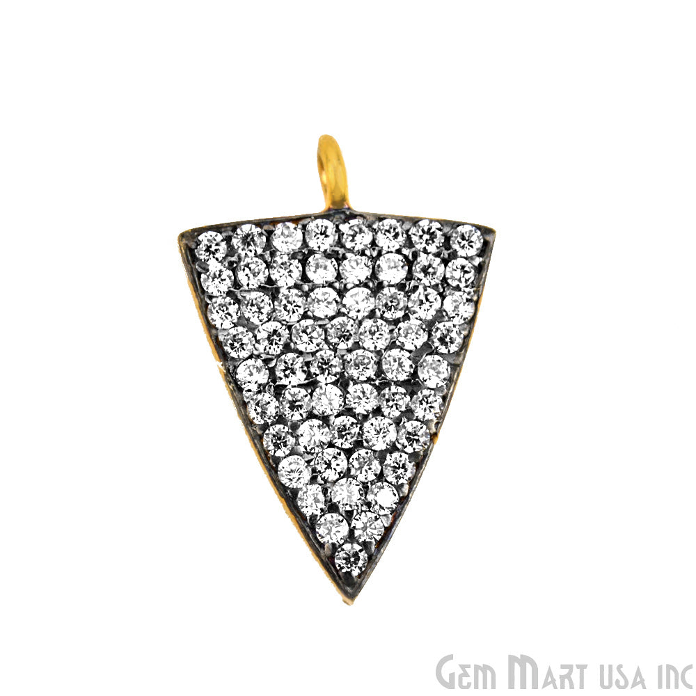 Arrow Head Cubic Zircon Pave Gold Vermeil Charm For Bracelet & Pendants - GemMartUSA
