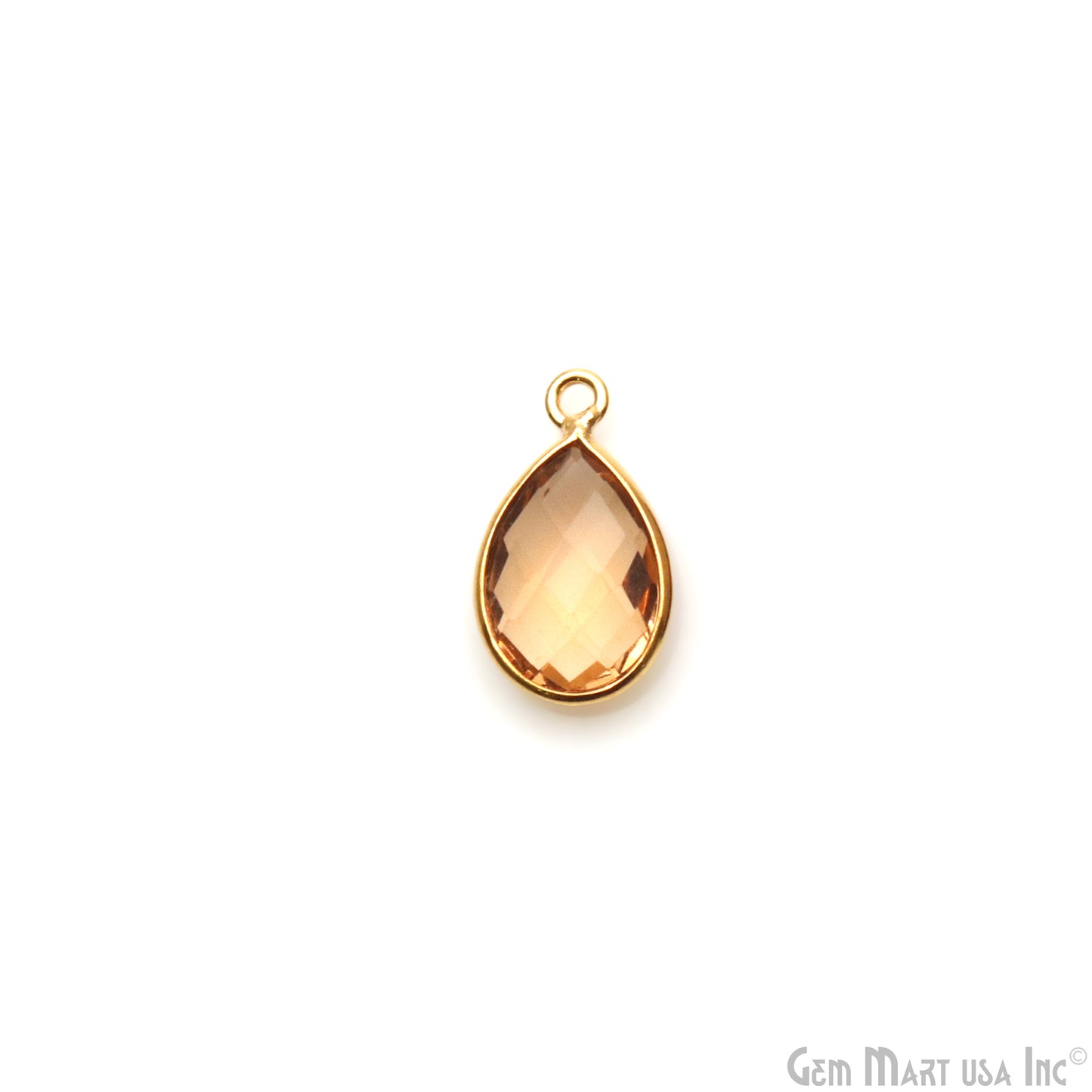 Orange Morganite Pear Gold Bezel 8x12mm Gemstone Connector