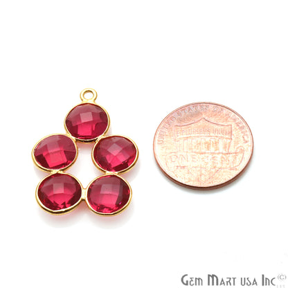 Pink Tourmaline 29x20mm Gold Plated Single Bail Bezel Chandelier Component (1pc) - GemMartUSA