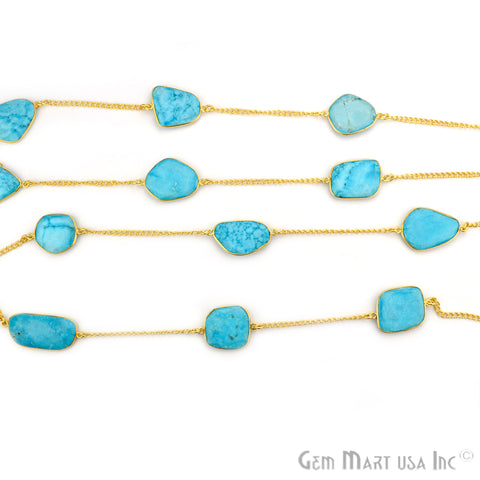 Turquoise 15mm Gold Plated Bezel Link Connector Chain - GemMartUSA (764203368495)