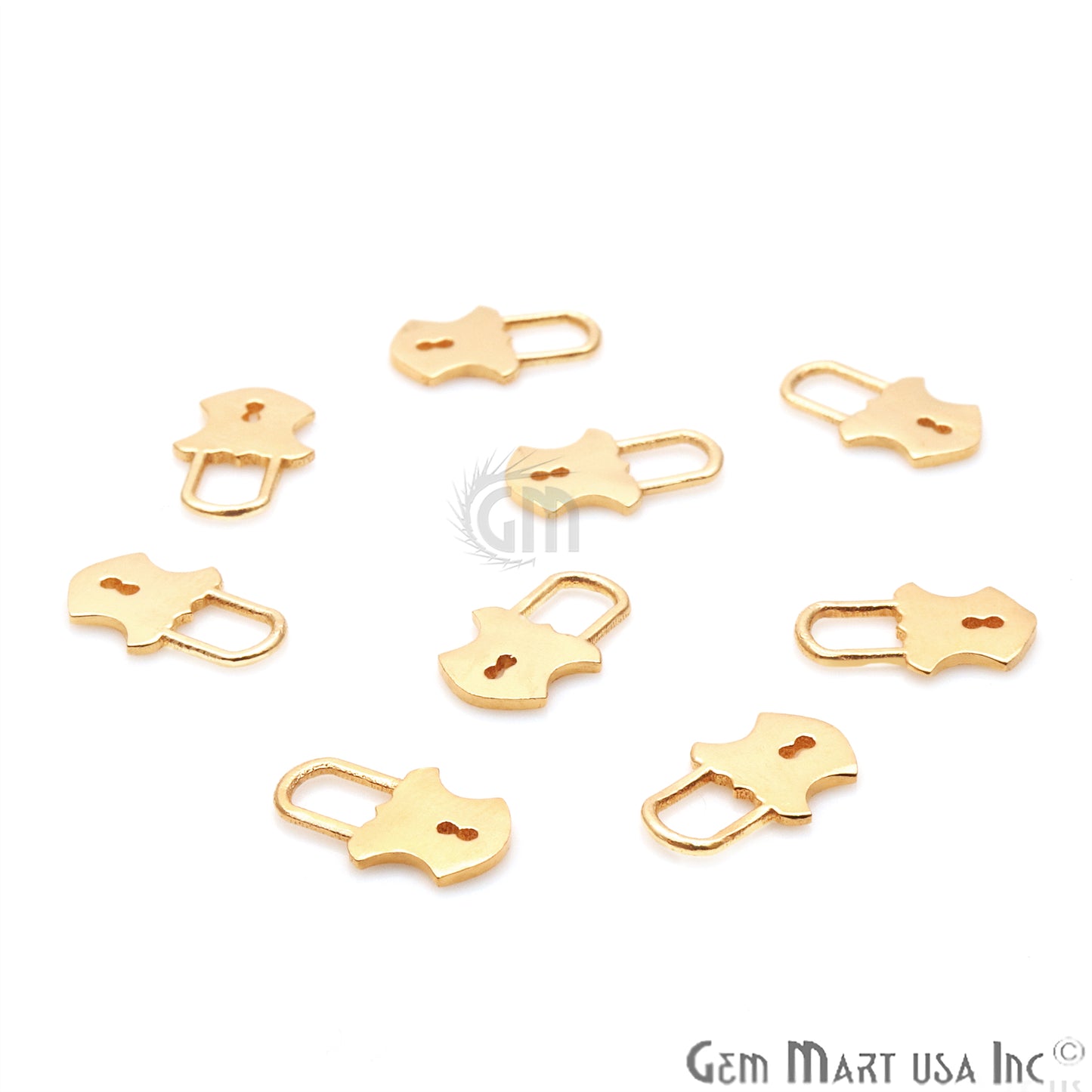 Lock Shape 13x8mm Gold Plated Finding Charm, DIY Jewelry - GemMartUSA