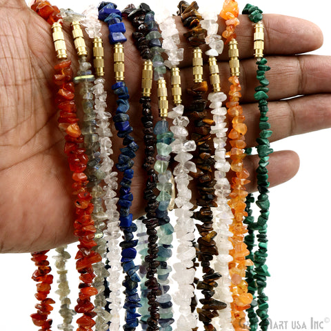 Uncut Gemstone Chip Beads Necklace 17 Inch