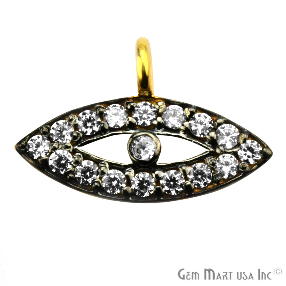 Small Marquise Eyes CZ Pave Gold Vermeil Charm for Bracelet & Pendants - GemMartUSA