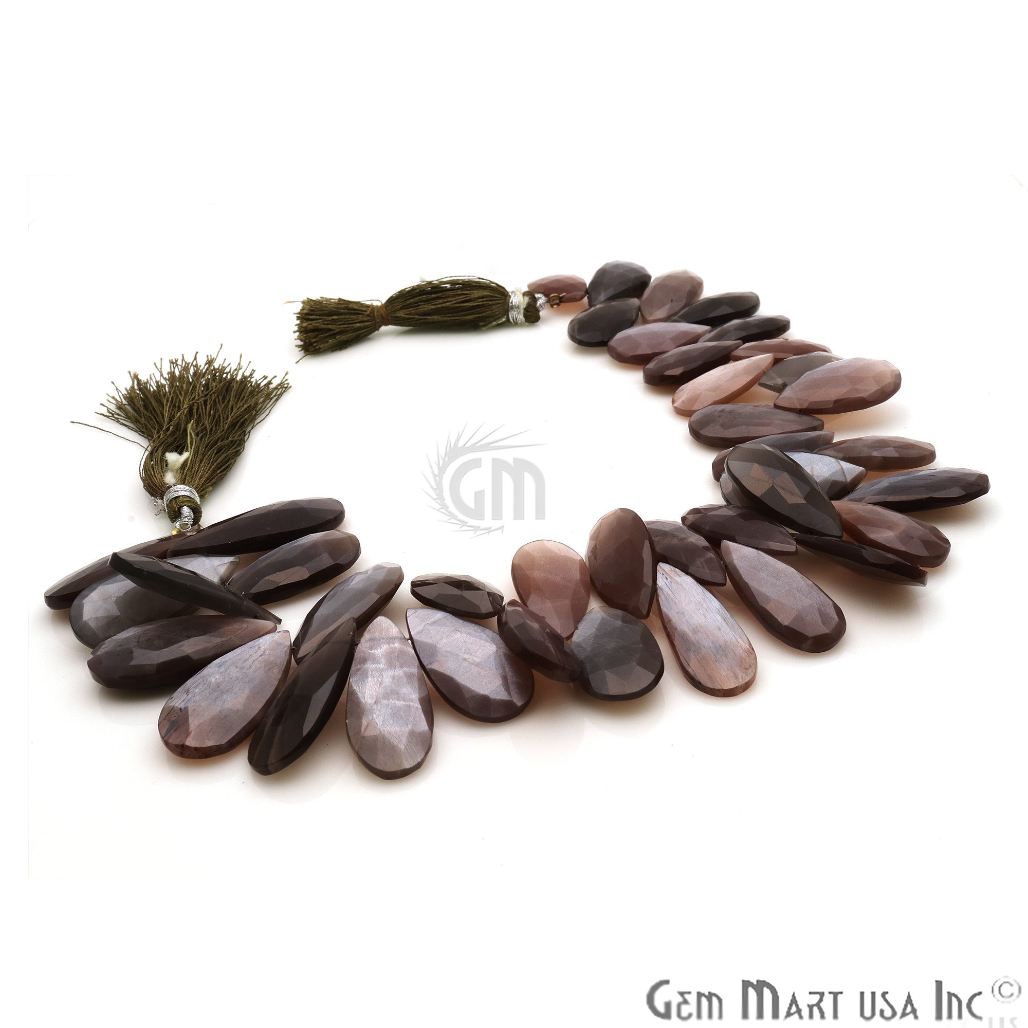 Chocolate Moonstone Pears 23x12mm Crafting Beads Gemstone Briolette Strands 8 Inch - GemMartUSA