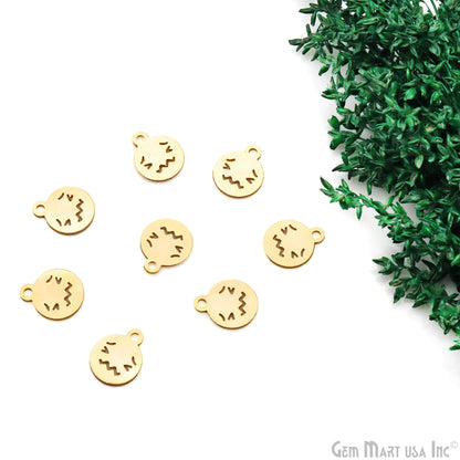 Sad Emoji Face Laser Charm Finding Gold Plated 14.8x12mm Charm For Bracelets & Pendants