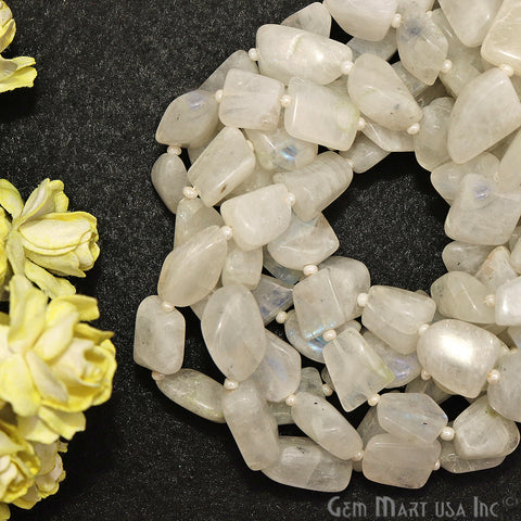 Rainbow Moonstone Free Form 14x10mm Tumble Beads Gemstone Strands - GemMartUSA