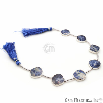 Sodalite Free Form 18x15mm Silver Edged Crafting Beads Gemstone Strands 9INCH - GemMartUSA