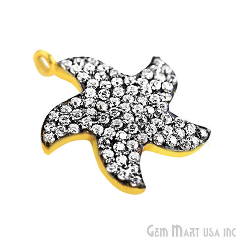 Star' CZ Pave Gold Vermeil Charm for Bracelet & Pendants - GemMartUSA