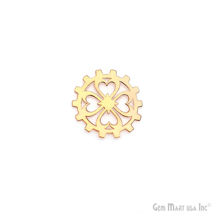 Wheel Shape Charm Laser Finding Gold Plated 20mm Charm For Bracelets & Pendants