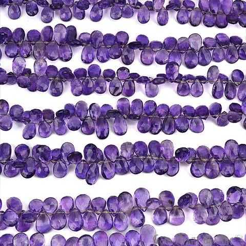 Amethyst Teardrops Faceted Gemstone 10mm Rondelle Beads - GemMartUSA