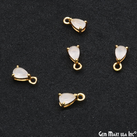 Faceted Pears 5x3mm Prong Gold Plated Single Bail Connector
