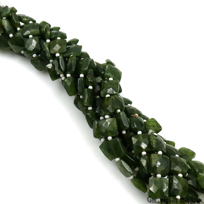 Green Apatite Square Beads, 7.5 Inch Gemstone Strands, Drilled Strung Briolette Beads, Square Shape, 9mm