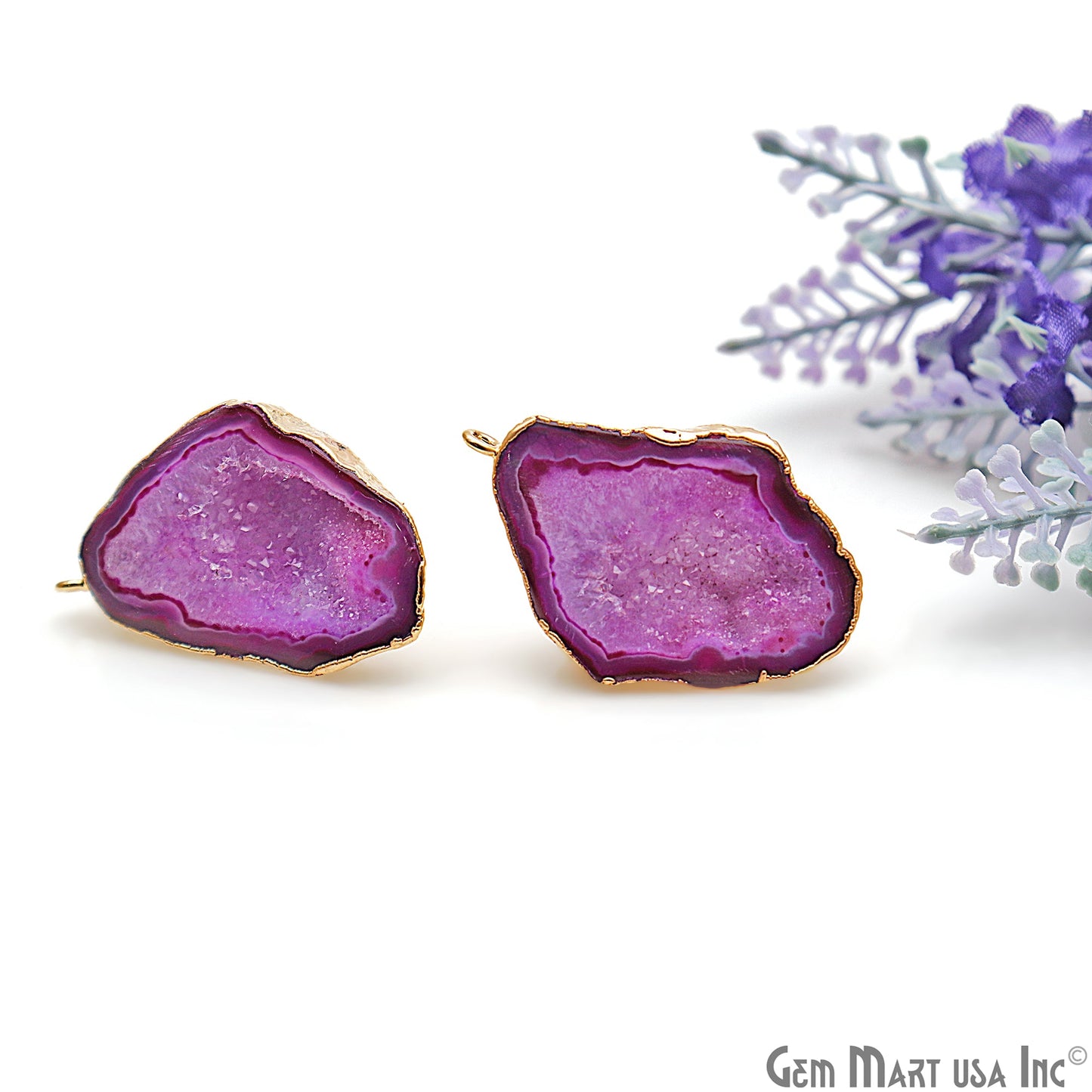 DIY Agate Slice Geode Druzy Gold Edged Loop Connector Studs Earrings