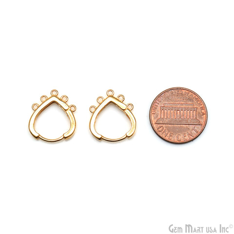 DIY Heart 5 Loop Hoop Clasp Finding Studs Gold Plated Hoop Earring 1 Pair