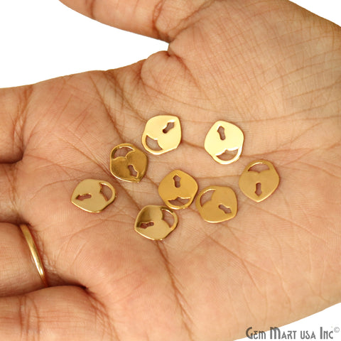 Heart Lock Shape Charm Laser Finding Gold Plated 9.6x11mm Charm For Bracelets & Pendants