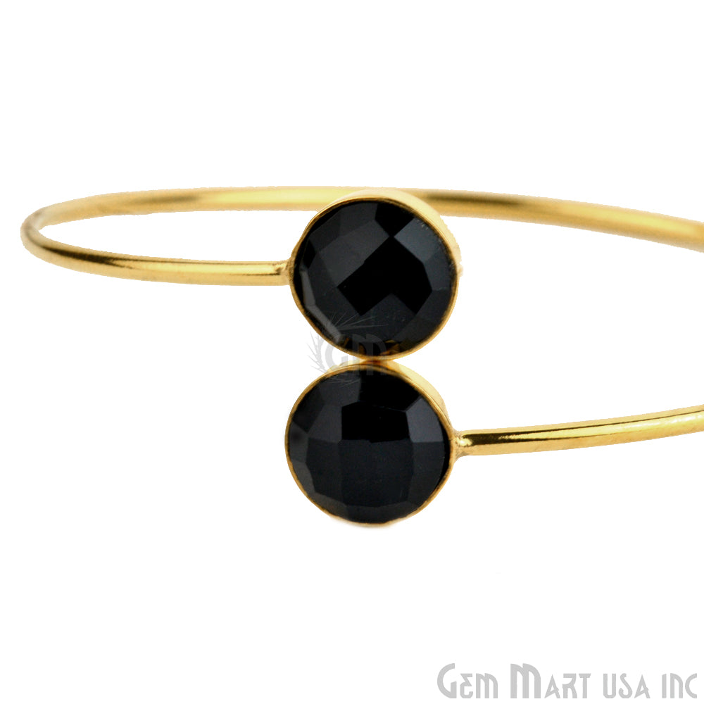 Round 10mm Adjustable Gold Plated Bangle Bracelet (Choose Gemstone) - GemMartUSA