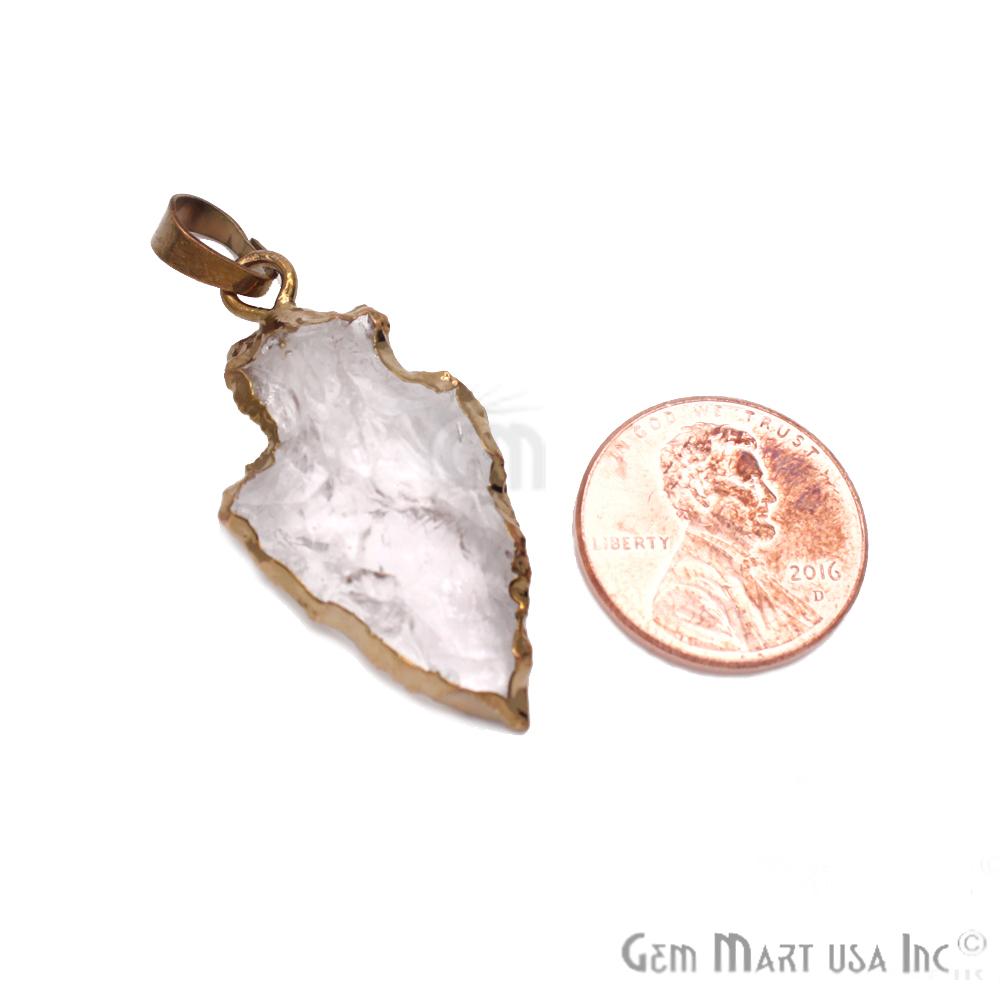 Arrowhead Crystal Pendant, Arrow Head Shape Necklace, Gemstone Gold Pendant (AROW-50005) - GemMartUSA