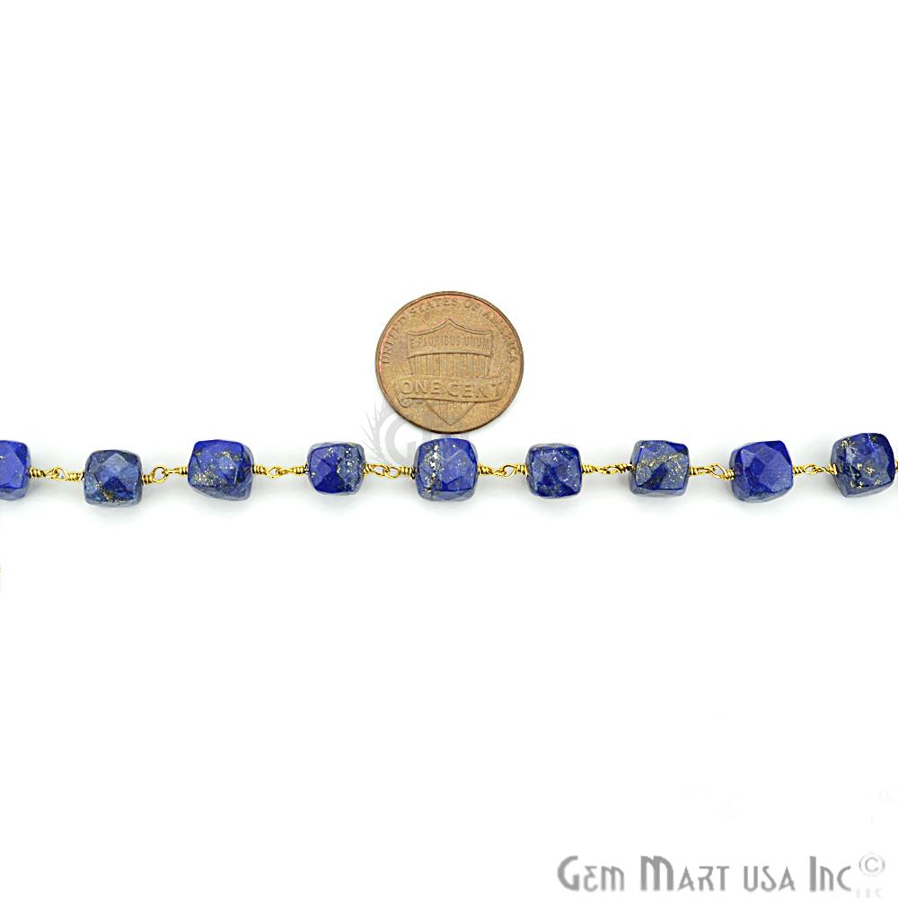 Lapis Lazuli Gold Plated Wire Wrapped Gemstone Beads Rosary Chain