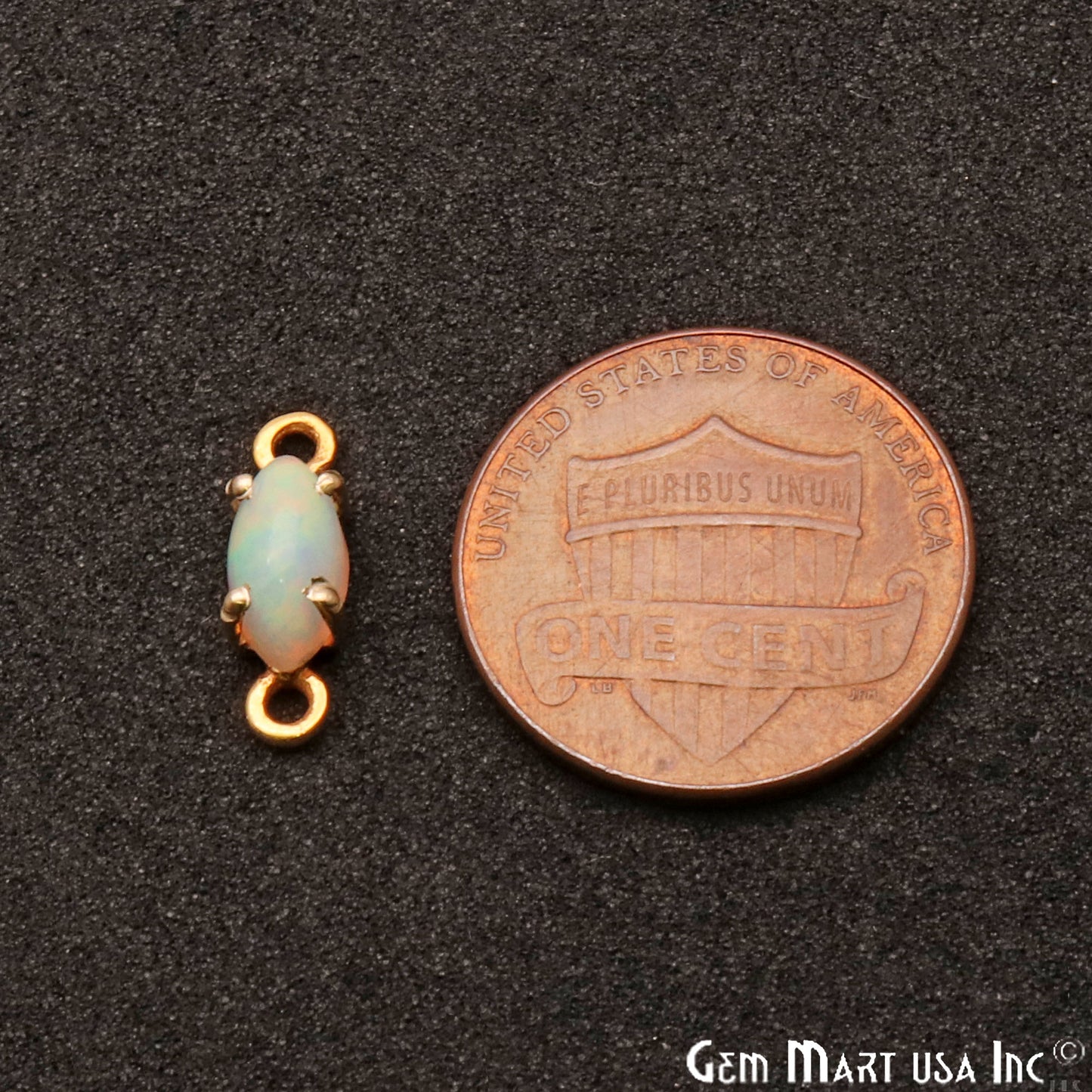 Opal Marquise 13x4mm Prong Setting Gold Plated Connector - GemMartUSA