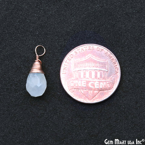 Rainbow Moonstone Rose Gold Wire Wrapped Drop Shape 16x6mm Single Bail Gemstone Connector