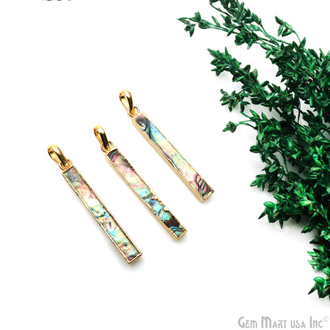 Abalone 45x7mm Gold Electroplated Bar Necklace Pendant