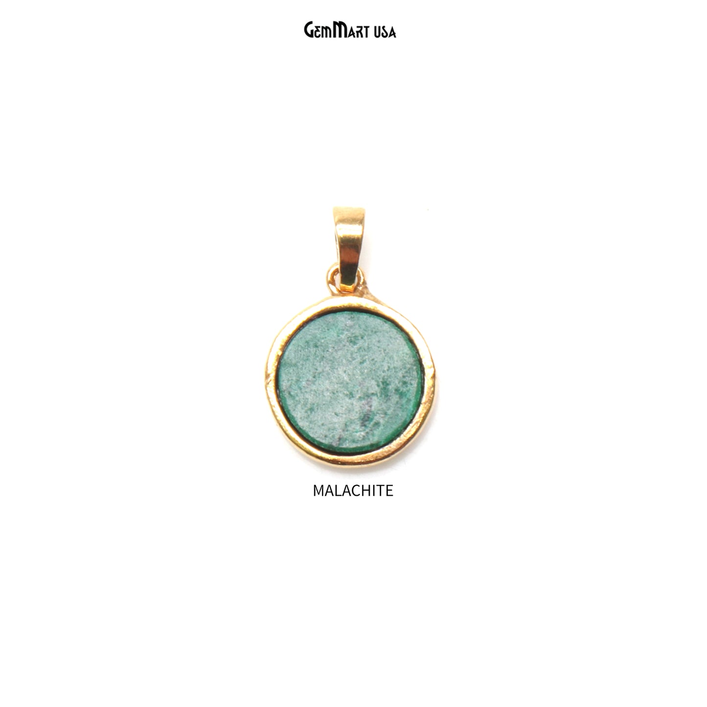 Gemstone Round Shaped Gold Plated Pendant 15x12MM