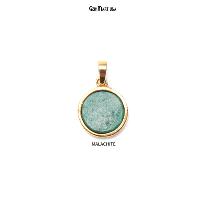 Gemstone Round Shaped Gold Plated Pendant 15x12MM