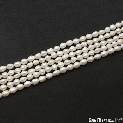 Pearl Rough Beads, 16 Inch Gemstone Strands, Drilled Strung Briolette Beads, Free Form, 7x5mm