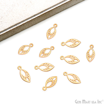 Pears Shape Laser Finding Gold Plated 19.4x9mm Charm For Bracelets & Pendants