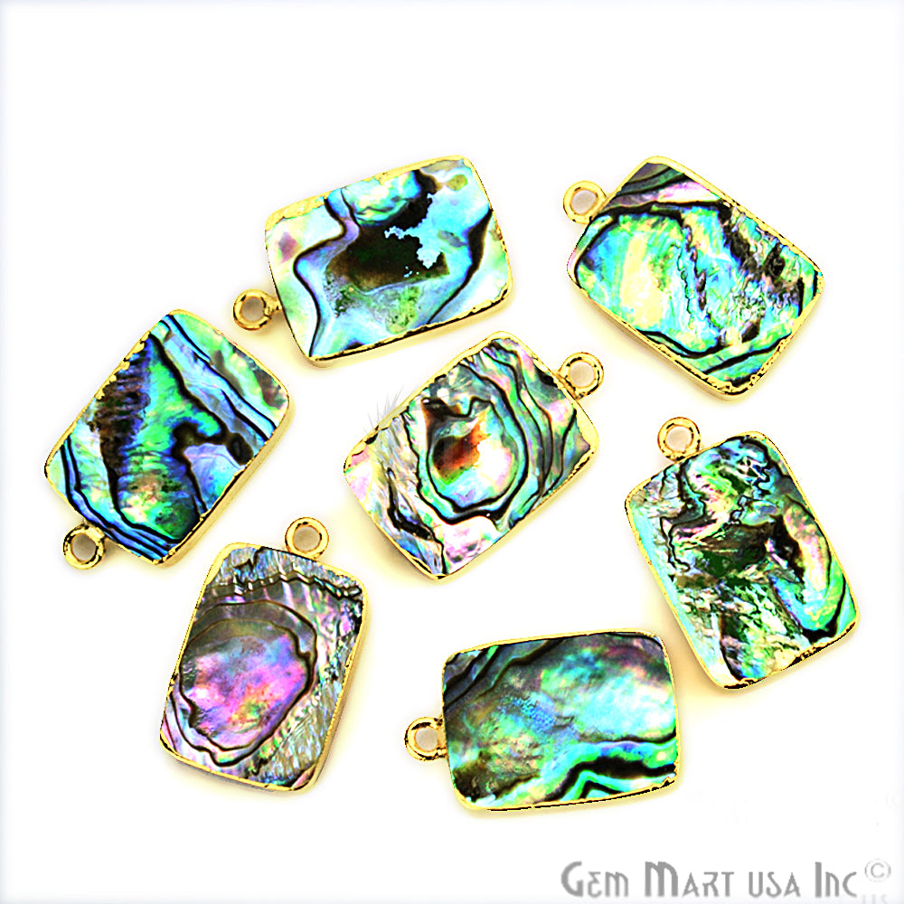 Abalone 13x18mm Octagon Shape Gold Electroplated Single Bail Gemstone Connector - GemMartUSA