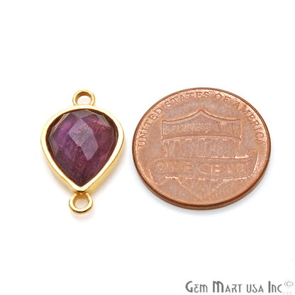 Amethyst Pear Shape 20x12mm Gold Plated Double Bail Connector - GemMartUSA