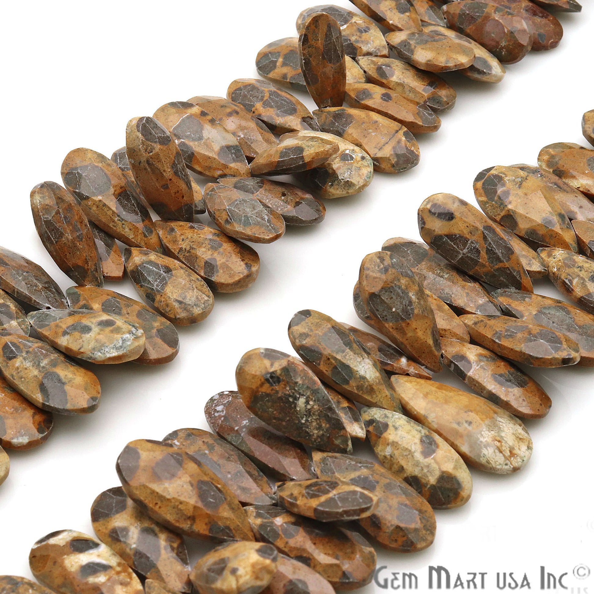 Leopard Skin Jasper Pear 23x11mm Crafting Beads Gemstone Briolette Strands 8 Inch - GemMartUSA