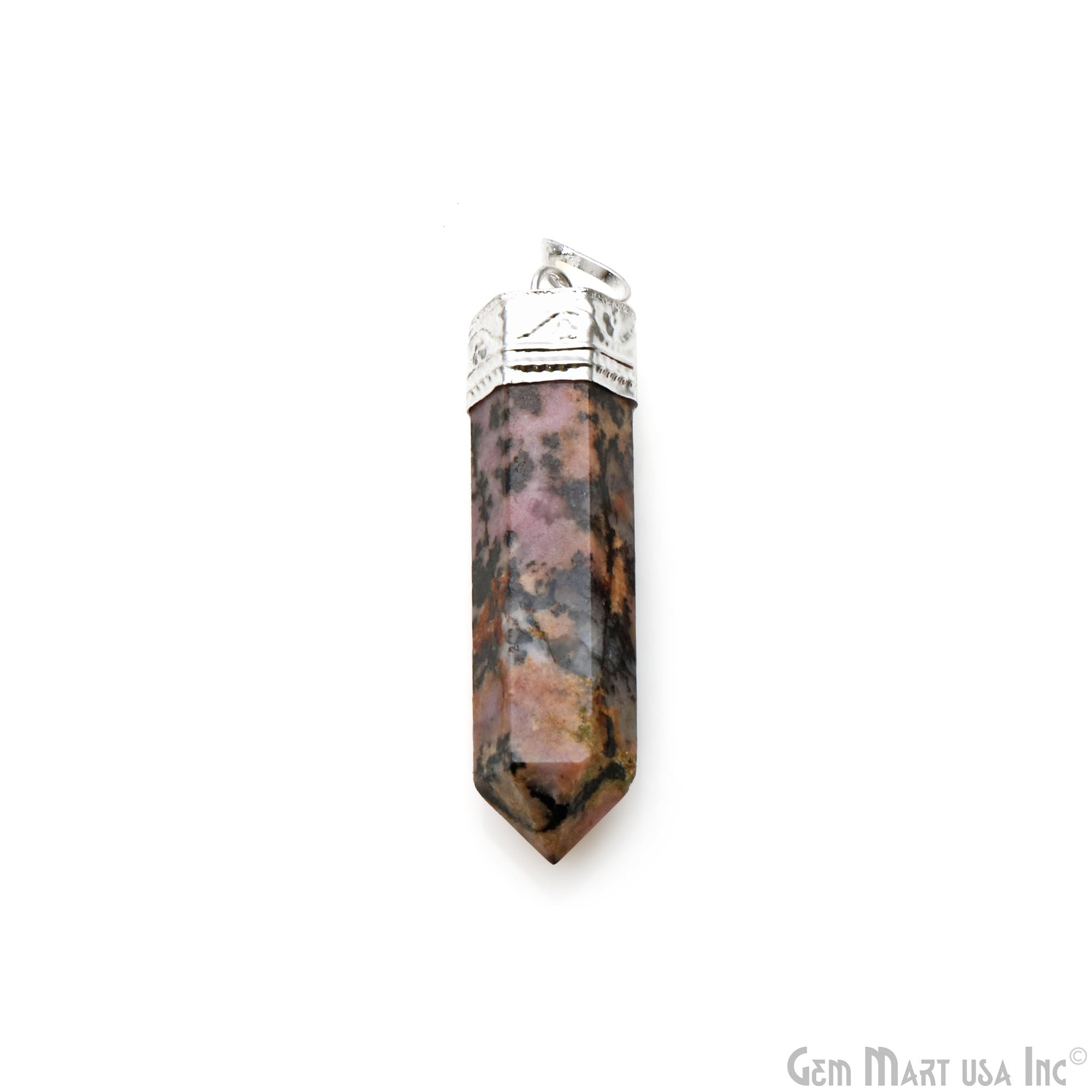 DIY Healing Gemstone Silver Pencil Point Ornate Pendant 1pc