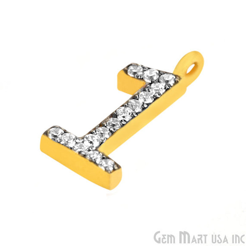 1' Numbering CZ Pave Gold Vermeil Charm for Bracelet & Pendants - GemMartUSA