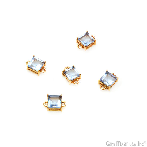 Faceted Square 6mm Prong Gold Plated Double Bail Connector