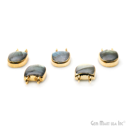 Labradorite Semi Oval 16x10mm Gold Electroplated Double Bail Connector