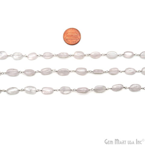 Crystal 8x5mm Tumble Beads Silver Plated Rosary Chain