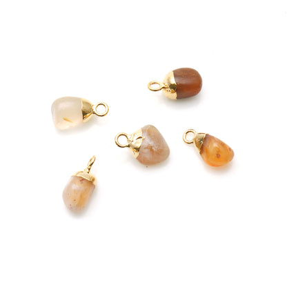 Smooth Tumbled Free Form Shape 13x8mm Gold Electroplated Single Bail Gemstone Connector