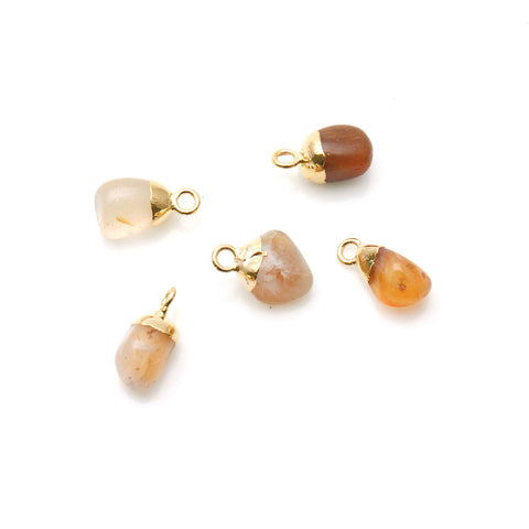 Smooth Tumbled Free Form Shape 13x8mm Gold Electroplated Gemstone Connector