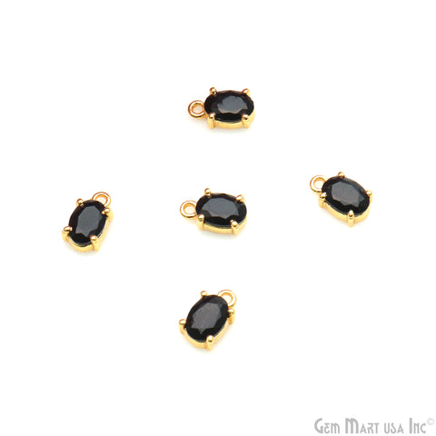 Faceted Oval 6x4mm Prong Gold Plated Single Bail Connector