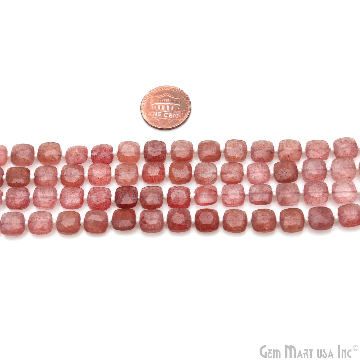 Strawberry Quartz Oval Beads, 7 Inch Gemstone Strands, Drilled Strung Briolette Beads, Oval Shape, 8mm