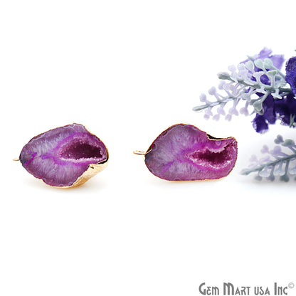 DIY Agate Slice Geode Druzy Gold Edged Loop Connector Studs Earrings