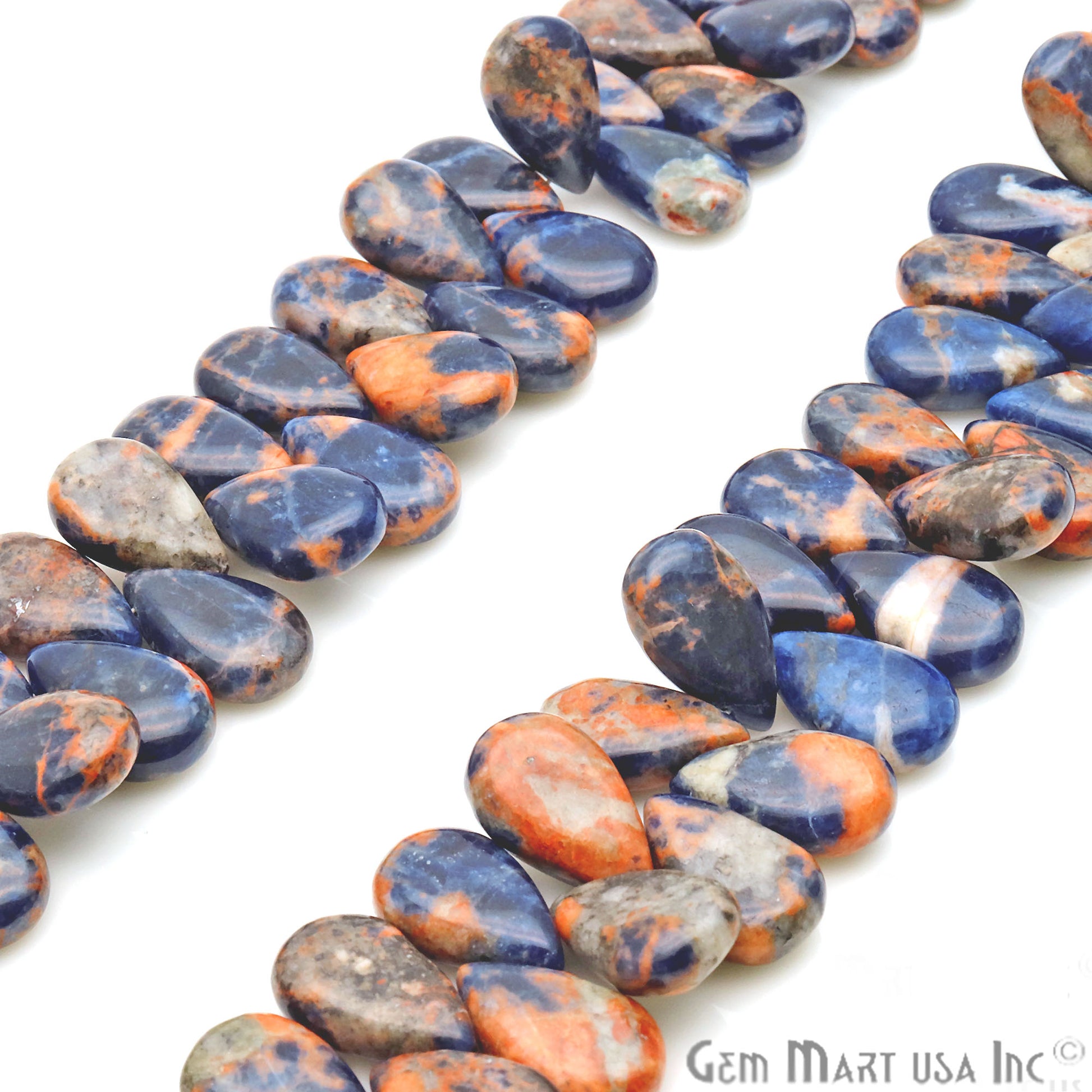 Sodalite Pears 16x10mm Crafting Beads Gemstone Briolette Strands 8 Inch - GemMartUSA