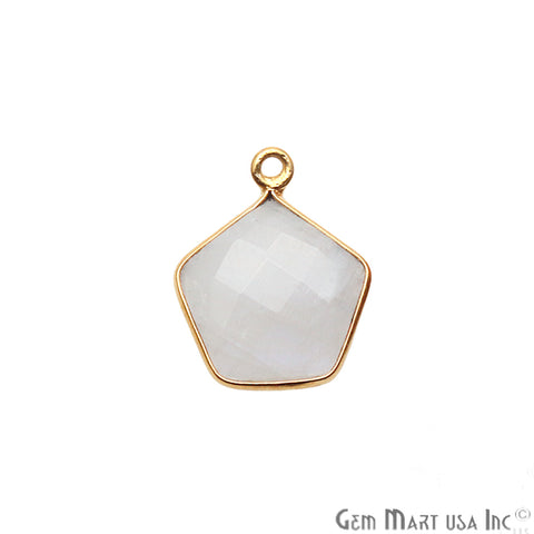Rainbow Moonstone Pentagon Gold Plated Single Bail 16x13mm Gemstone Connector - GemMartUSA