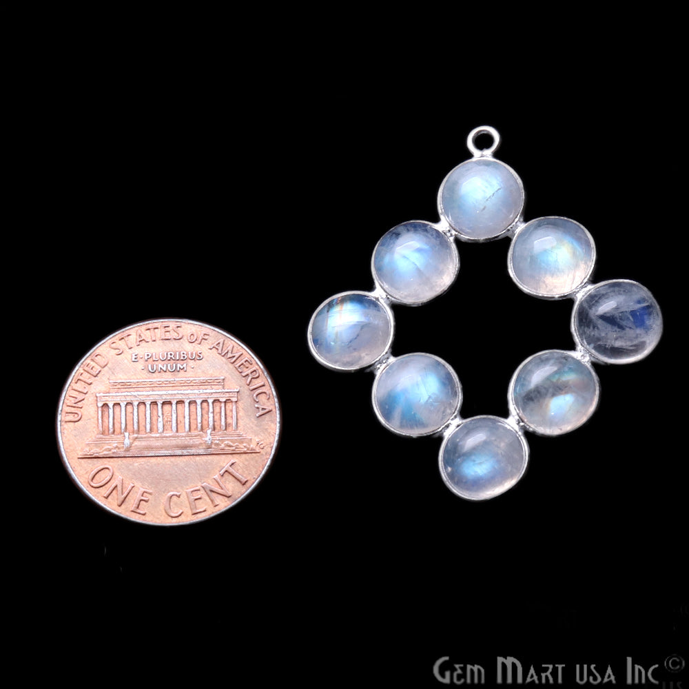 DIY Rainbow Moonstone 33x24mm Silver Plated Chandelier Finding Component - GemMartUSA