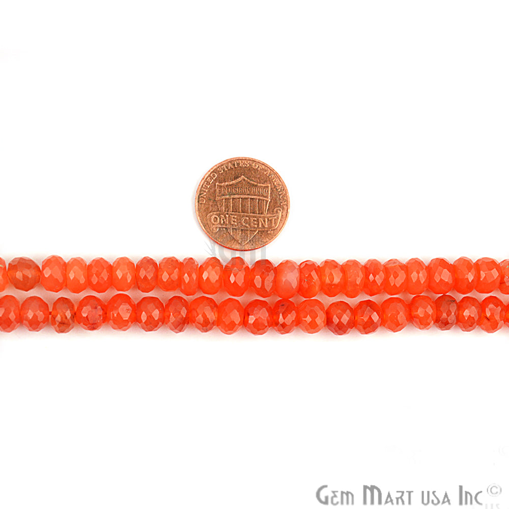 Micro Faceted AAA Quality Natural Carnelian Round 7-8mm Gemstone Rondelle Beads - GemMartUSA