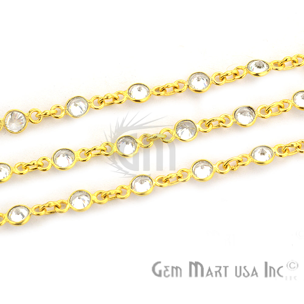 Crystal 4mm Round Gold Plated Continuous Connector Chain - GemMartUSA (764265431087)