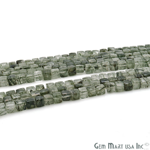 Rutilated Box 8-9mm Faceted Crafting Beads Gemstone Briolette Strands 8 Inch - GemMartUSA