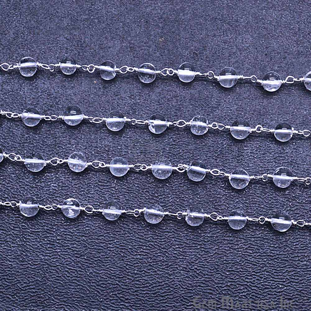 Crystal Silver Plated Wire Wrapped Beads Rosary Chain (763824865327)