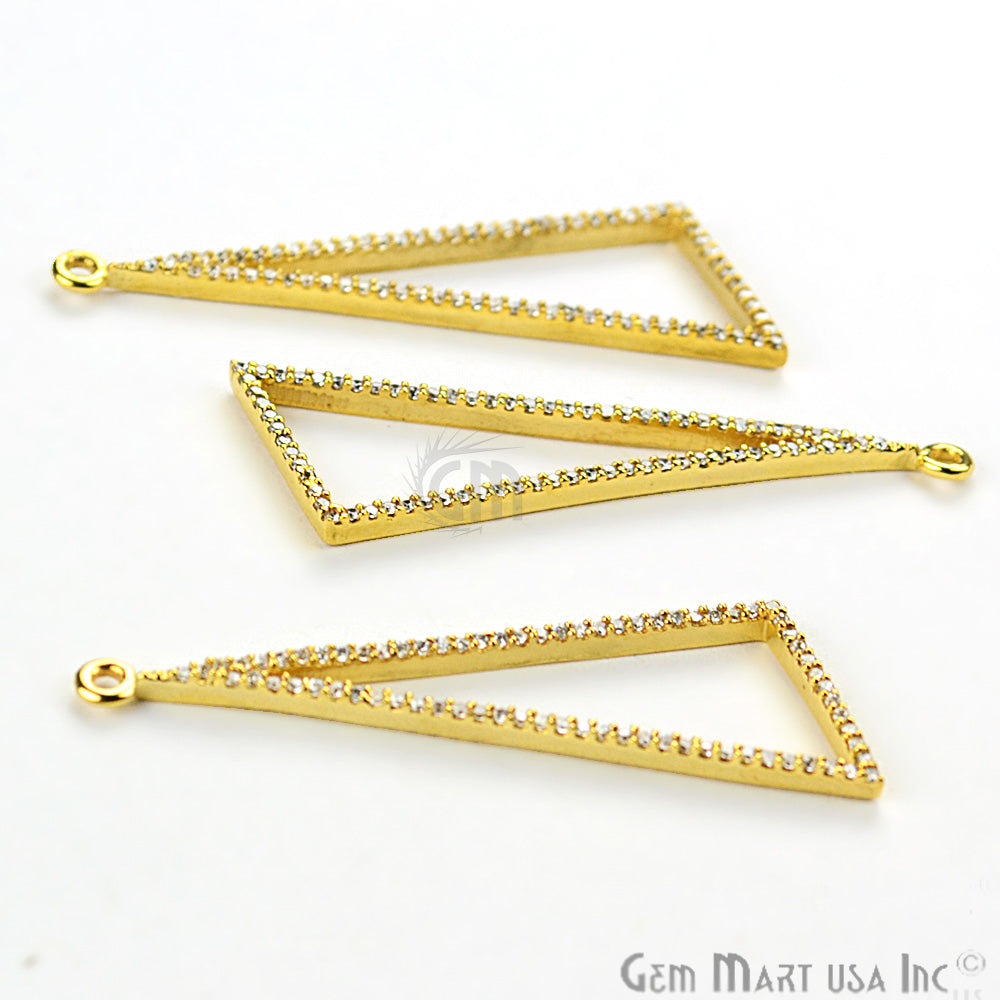Cubic Zircon Pave 'Scalene Triangle' Gold Vermeil Charm For Bracelet & Pendants - GemMartUSA